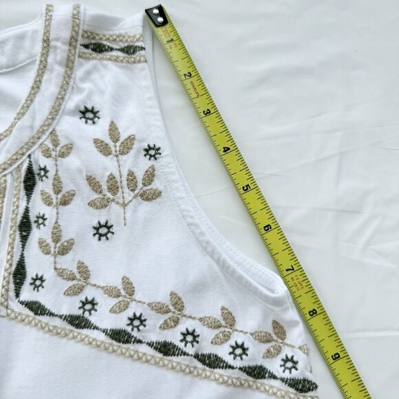 banana republic sleeveless top XXS Embroidered Design White Green And Beige - Picture 7 of 12